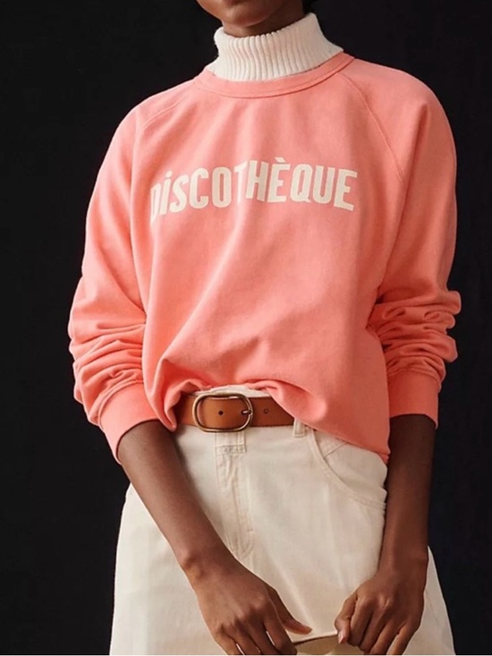 Clare V Sweaters - Clare V Coral 'Discothèque' Crewneck Sweatshirt
